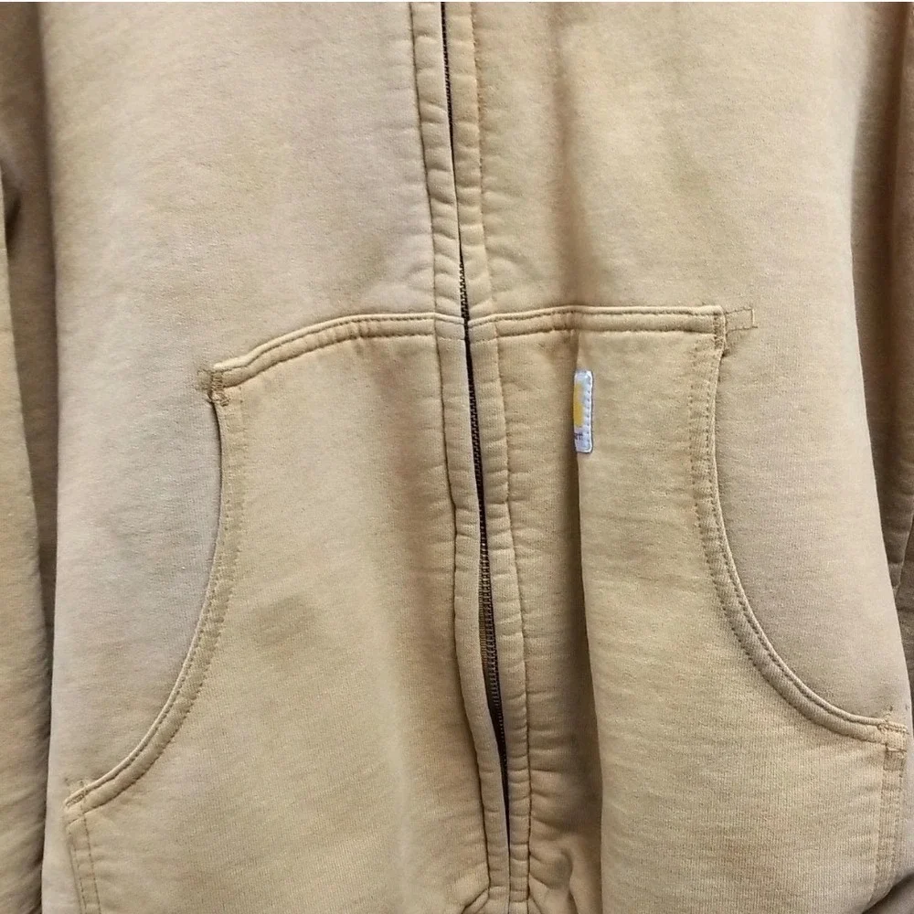 Carhartt Mens Vtg Duck Canvas Thermal Lined Active Jacket Brown Full Zip Hood XL - Picture 3 of 4